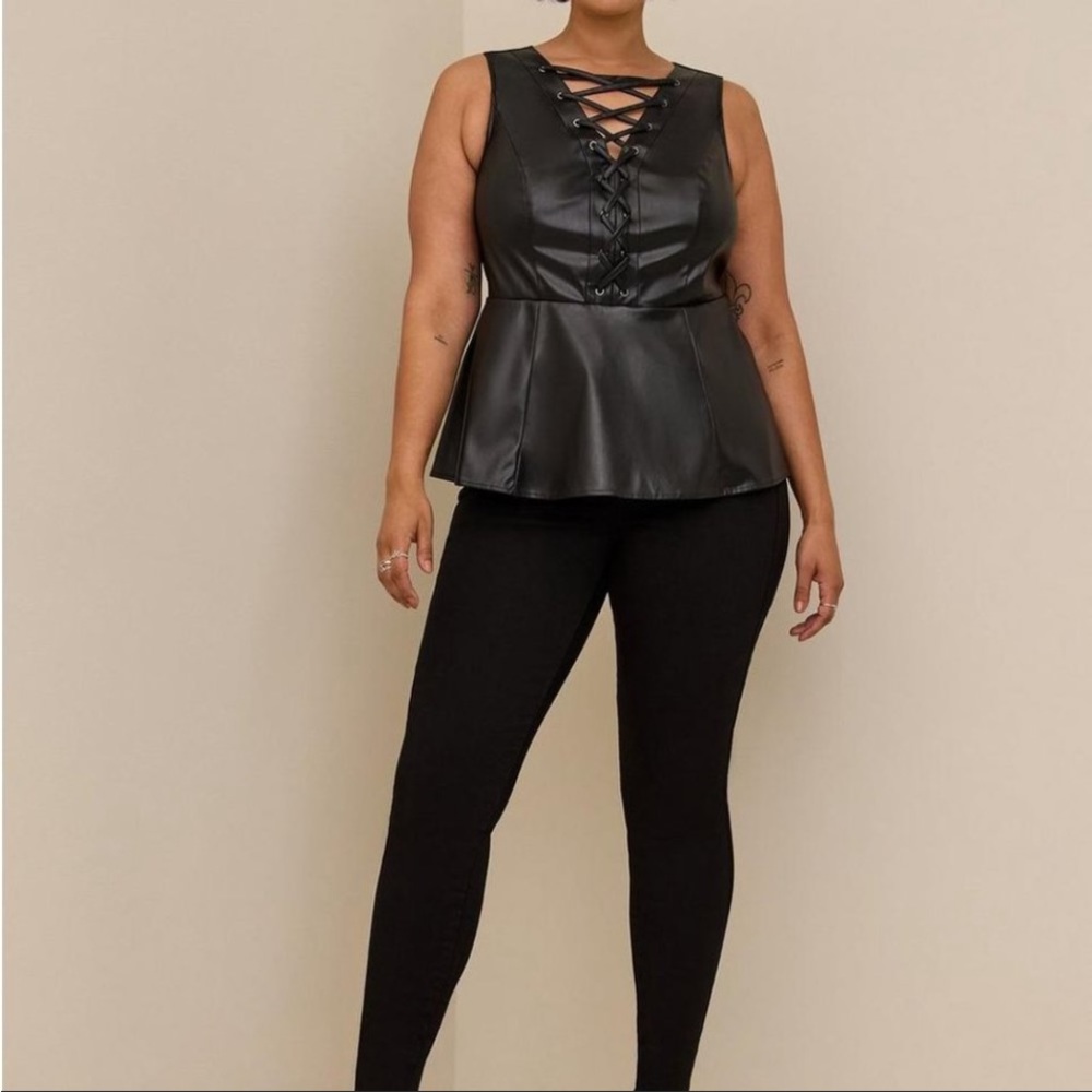 Torrid Faux leather Peplum top NWOT